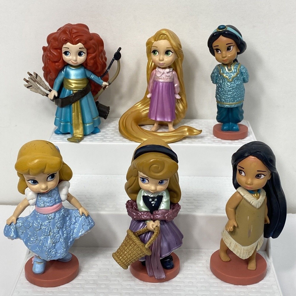 Disney Princess mini Doll Lot Cake Topper Toddler Merida Rapunzel Jasmine Aurora